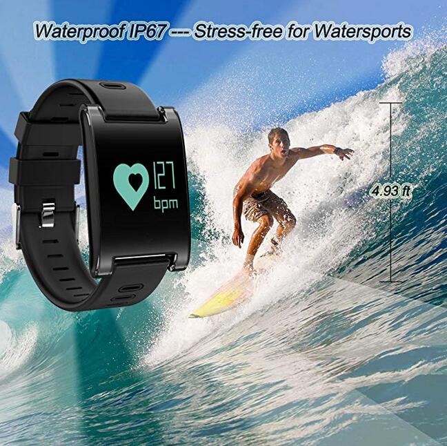 kingkok Blood Pressure Monitor Touch Screen Personal Fitness Tracker Waterproof Pedometer Heart Rate Activity Tracker Watch