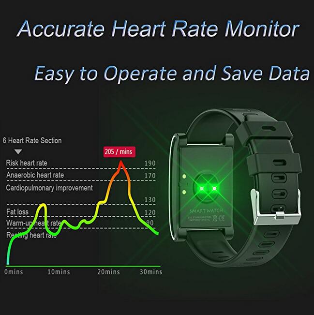 kingkok Blood Pressure Monitor Touch Screen Personal Fitness Tracker Waterproof Pedometer Heart Rate Activity Tracker Watch