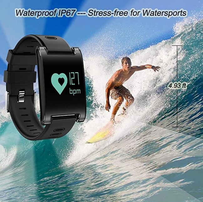 kingkok Blood Pressure Monitor Touch Screen Personal Fitness Tracker Waterproof Pedometer Heart Rate Activity Tracker Watch