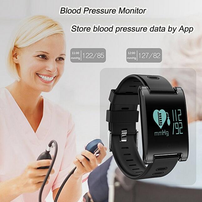 kingkok Blood Pressure Monitor Touch Screen Personal Fitness Tracker Waterproof Pedometer Heart Rate Activity Tracker Watch