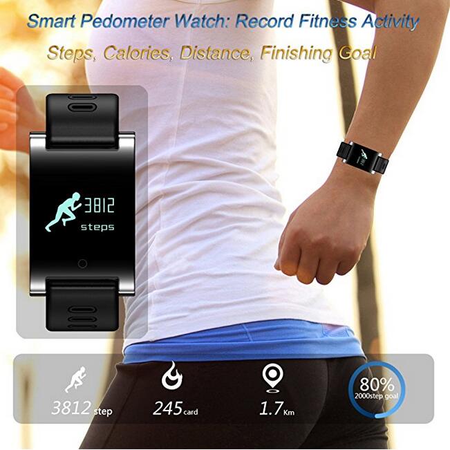 kingkok Blood Pressure Monitor Touch Screen Personal Fitness Tracker Waterproof Pedometer Heart Rate Activity Tracker Watch