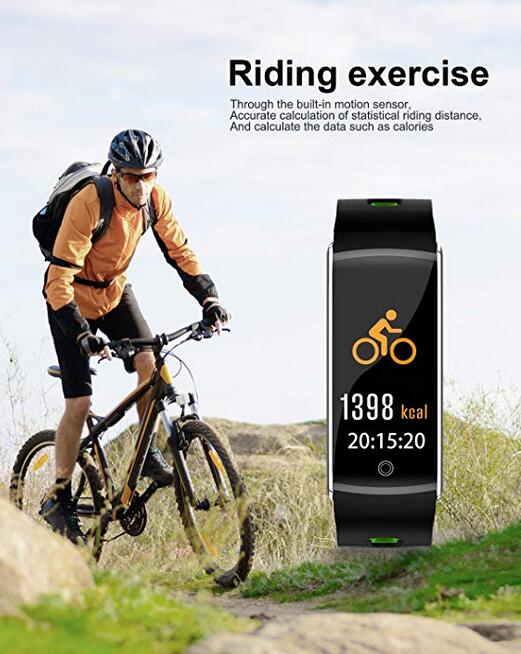 Huangchao Inc Fitness Tracker, Smart Watch 4 sports Mode, Heart Rate Monitor IP68 Waterproof Activity Tracker, Sleep & Blood Pressure Monitor, Calorie