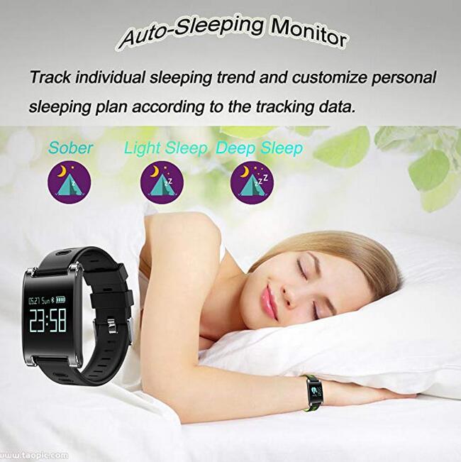 kingkok Blood Pressure Monitor Touch Screen Personal Fitness Tracker Waterproof Pedometer Heart Rate Activity Tracker Watch