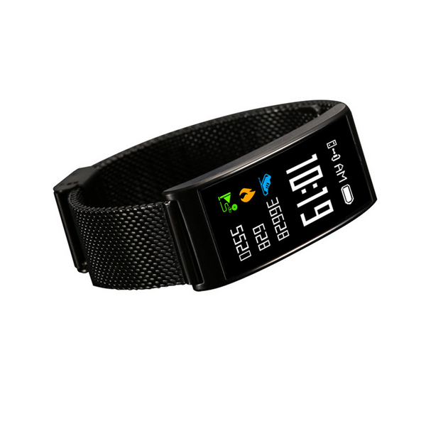 Kleur screen Stalen strip Fitness smart armband tracker polsband Stappenteller bloeddruk hartslagmeter sport smartband